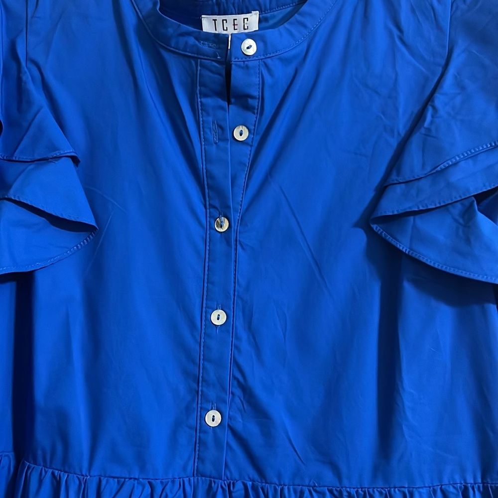 NWT TCEC Royal Blue Ruffle Tiered Maxi Dress Size Large - Picture 3 of 6